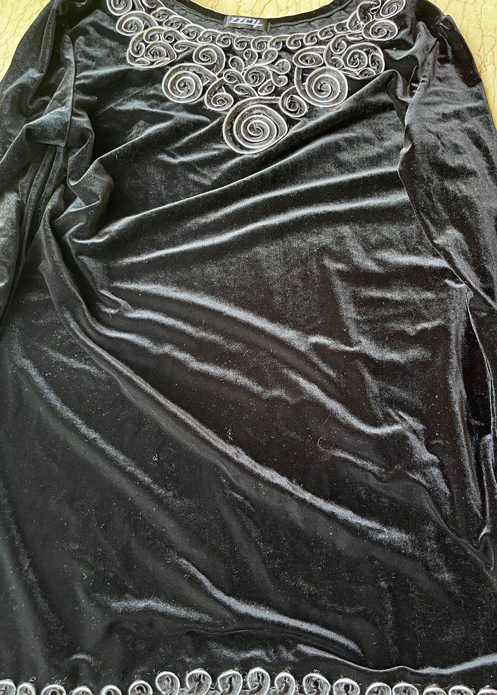 Black Velvet Long Sleeve Tunic