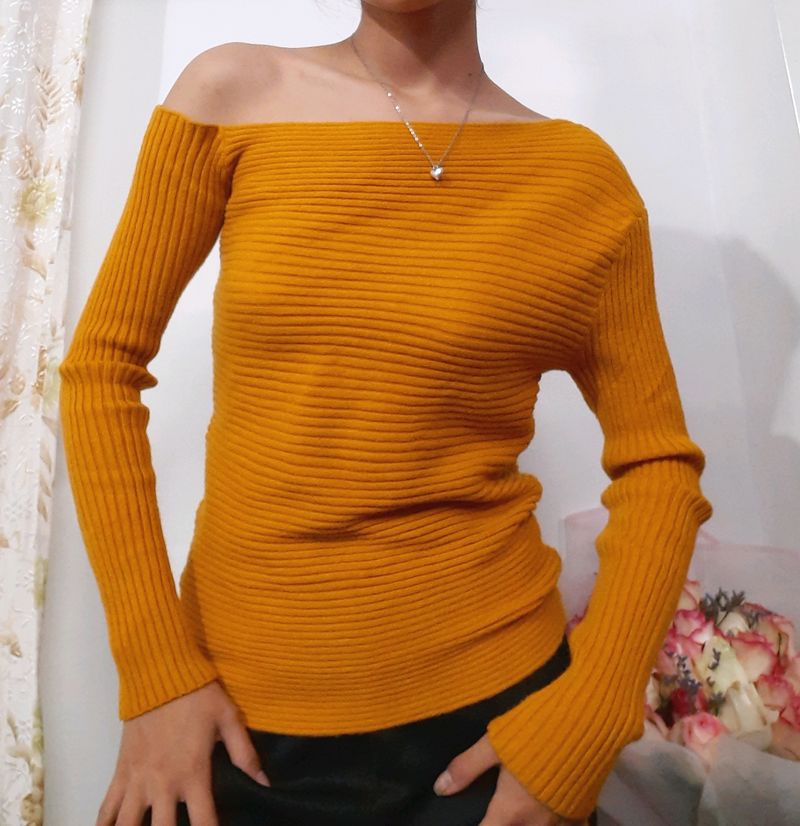 Fashionable Korean  Asymmetrical Off Shoulder