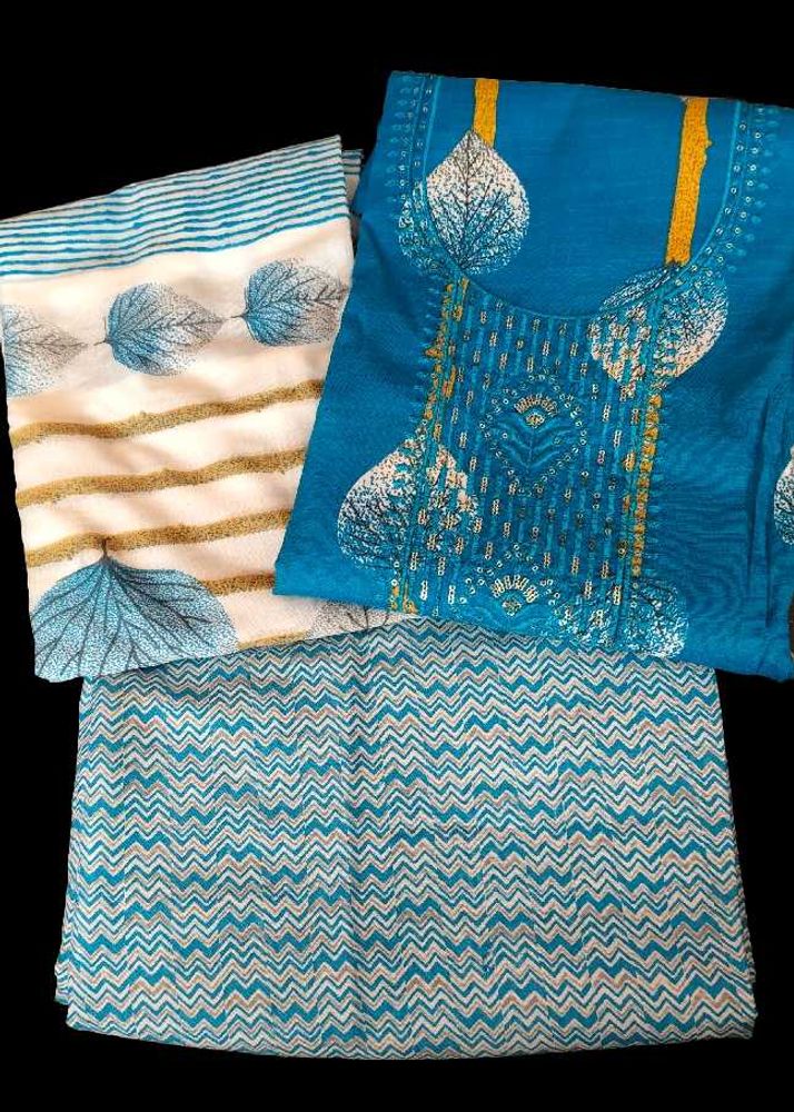 Blue Printed Kurta set material