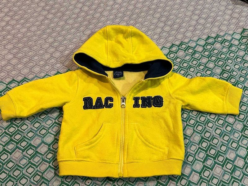 Kids Yellow Hooded Zipper Unisex (3-6 Months)