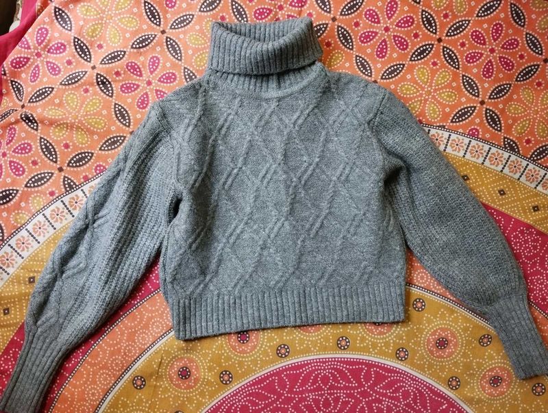 Gray Turtleneck Sweater