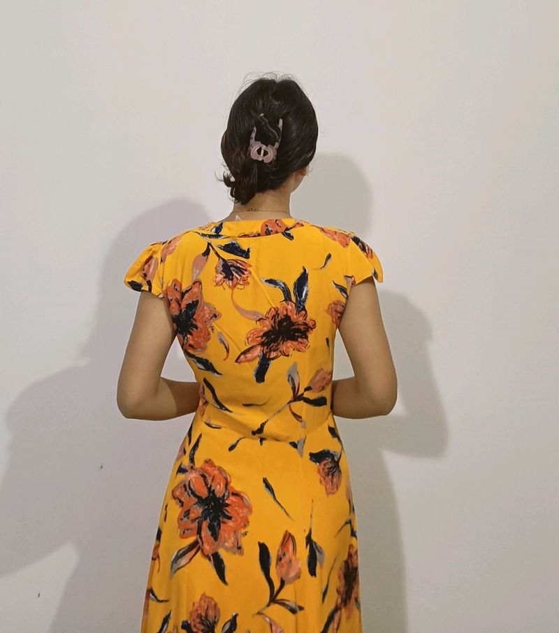 Honey Yellow Printed Dress