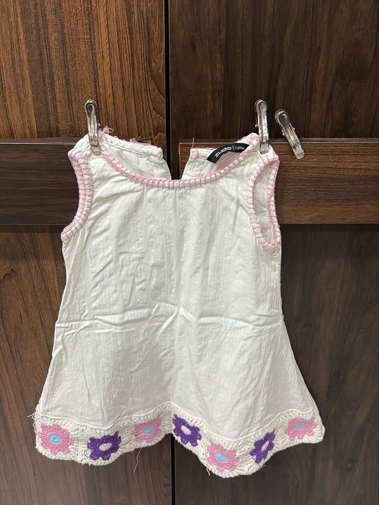 Cute White &amp; Floral Baby Top