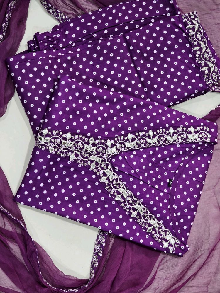 AC651 Pant Kurta Dupatta Purple 💜