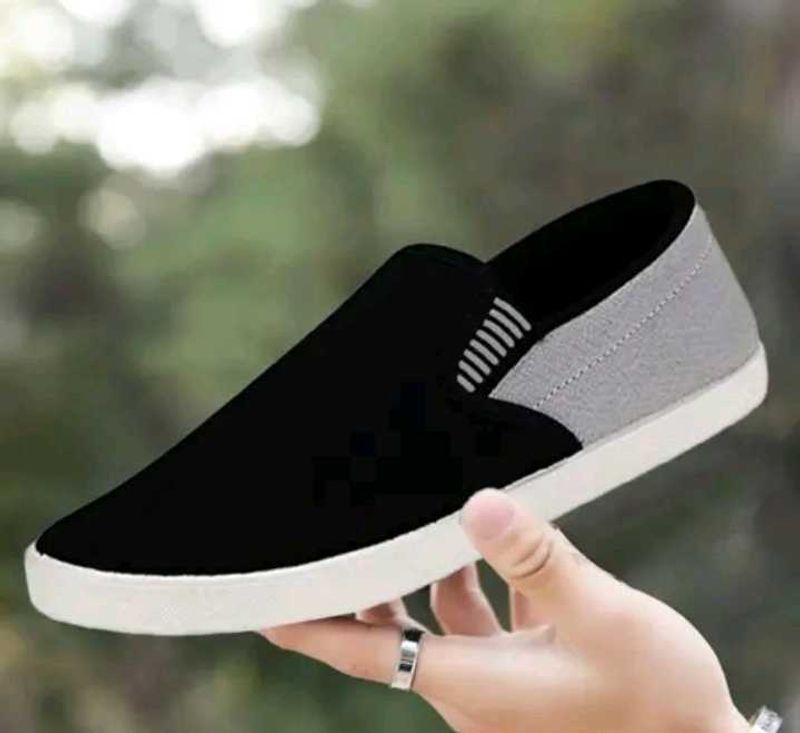 Men&#39;s Casual Black &amp; Gray Slip-On Canvas Shoes