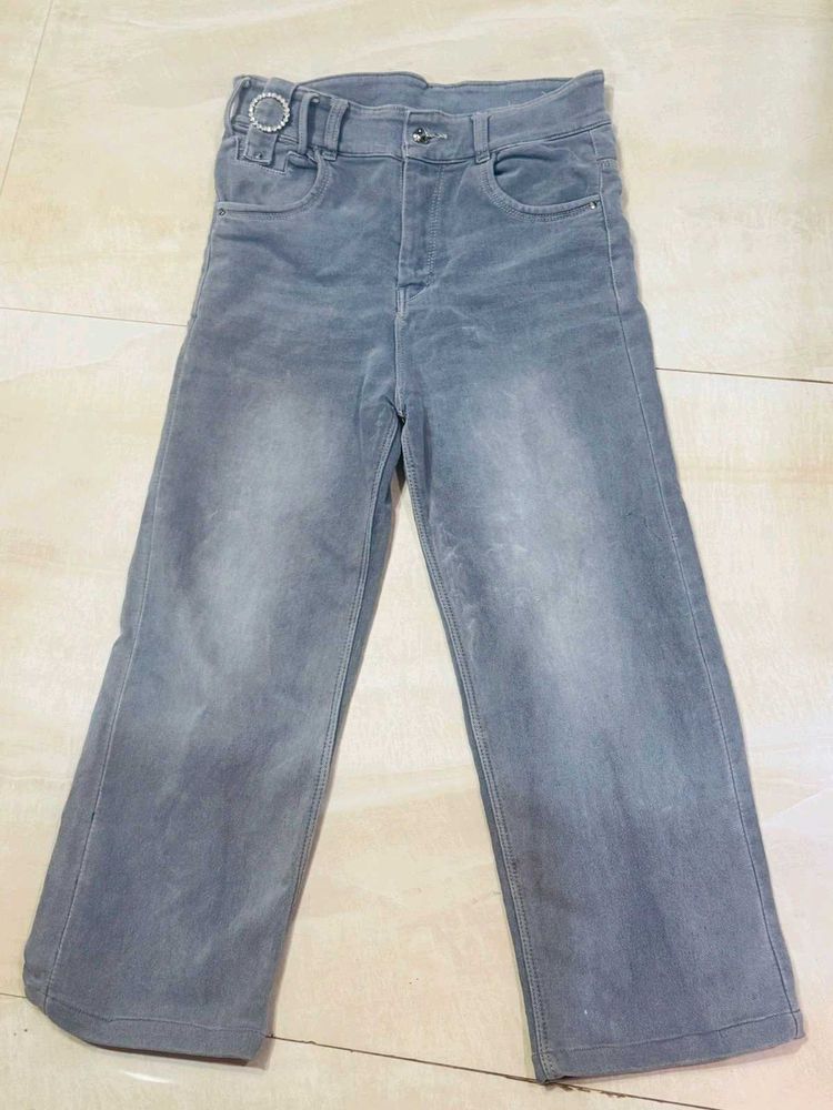 Grey Wide Leg Jeans