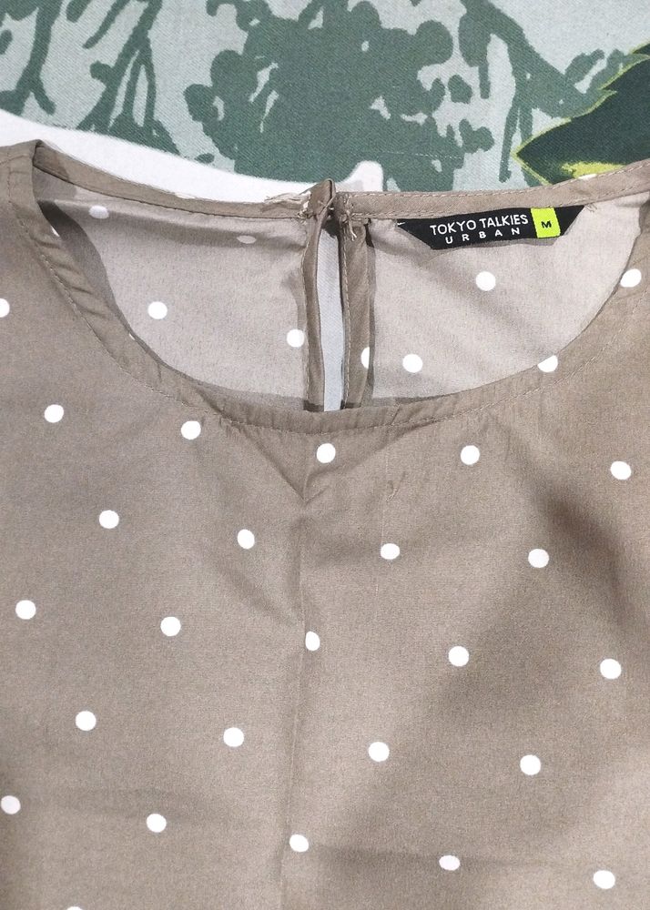 Tokyo Talkies Bell Sleeves Polka Dots Classy Top