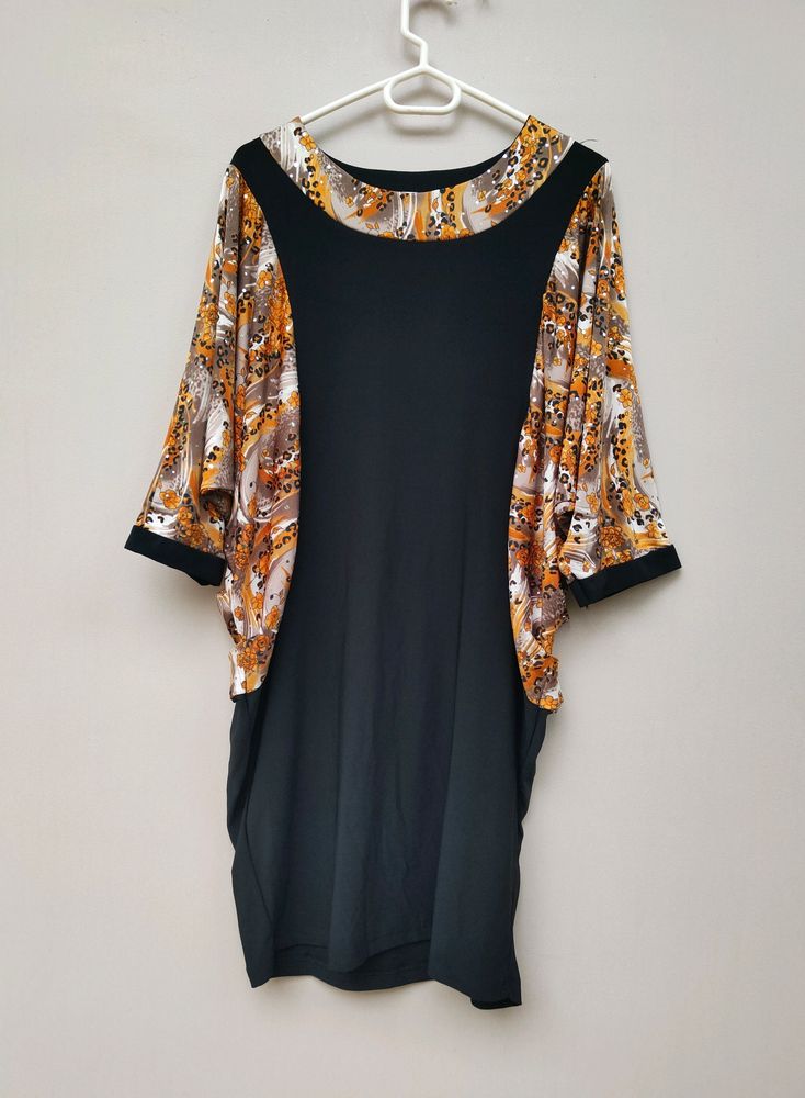 Printed Party Bodycon Dress with Balloon Sleeves