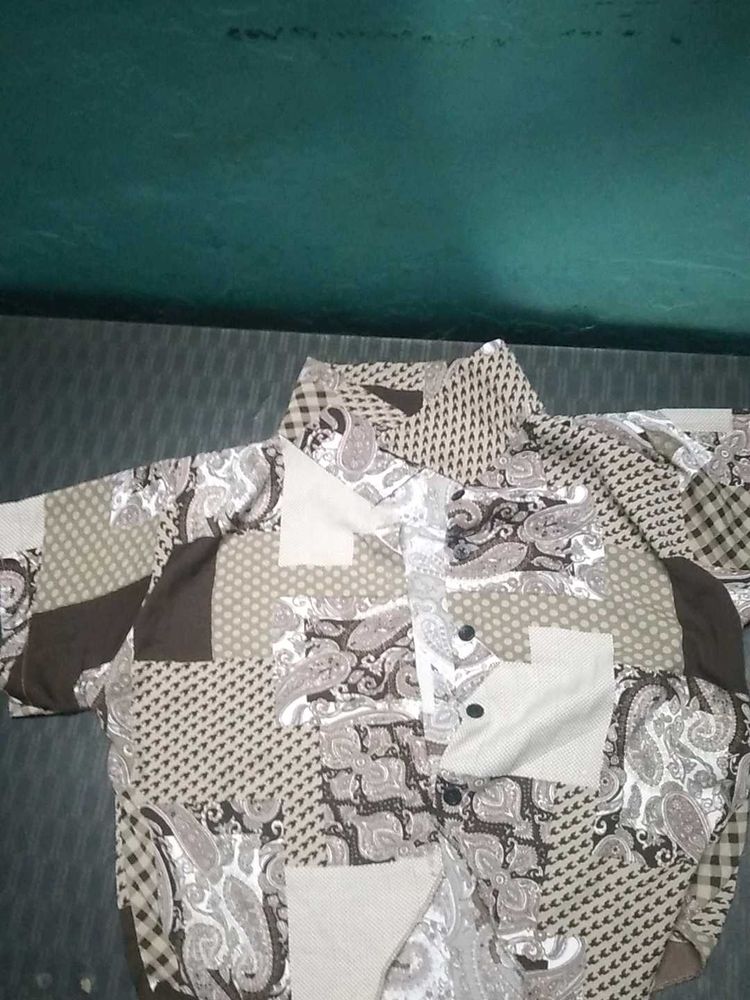 Vintage Patchwork Button-Down Shirt