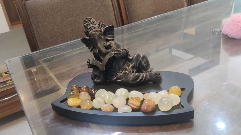 Elegant Lord Ganesha Reading Idol with Decorative