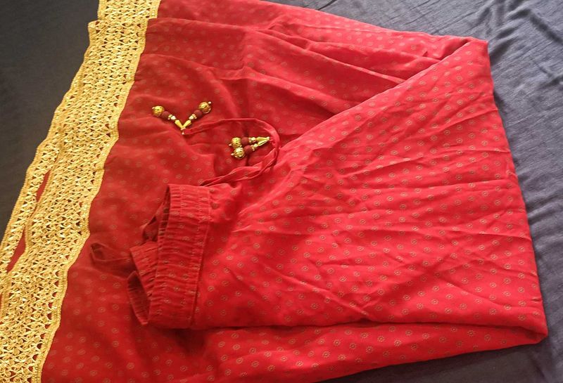 Ethnic Long Burgundy Skirt