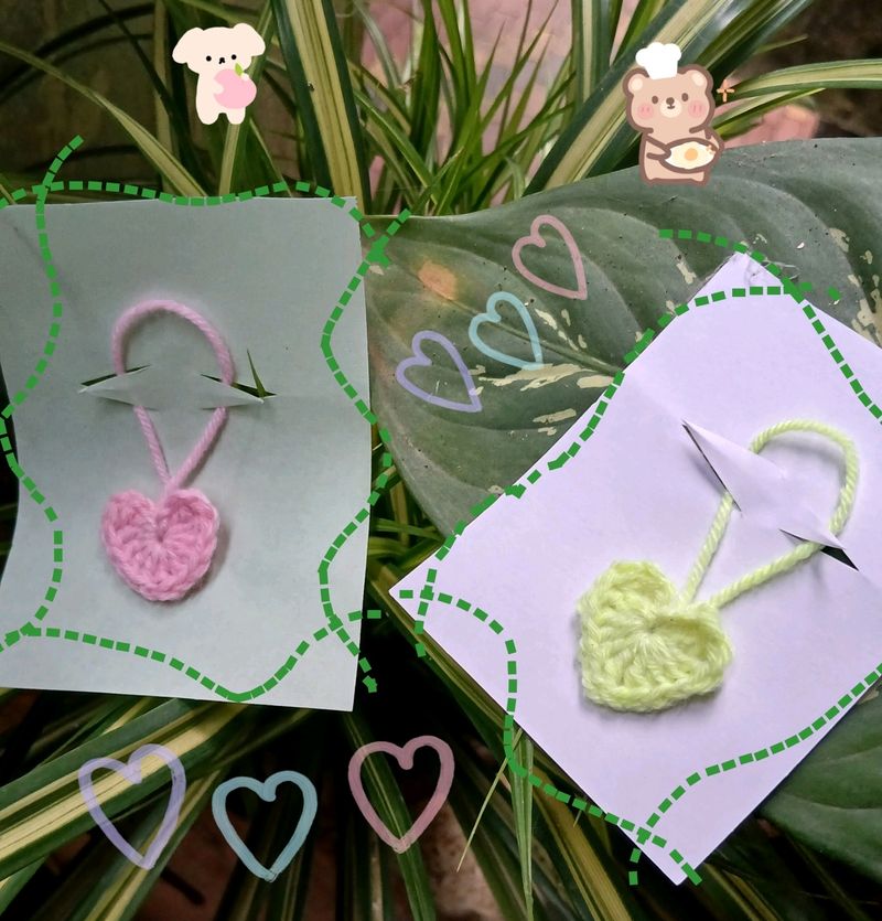 Combo Of Two Cute Heart Croshet Keychain