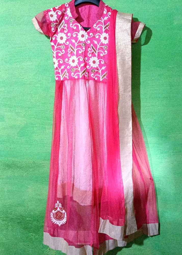 Pink White Lehenga Dress