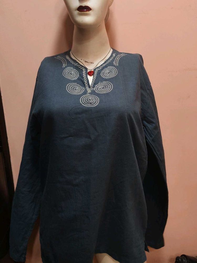 Embroidered Gray short kurti