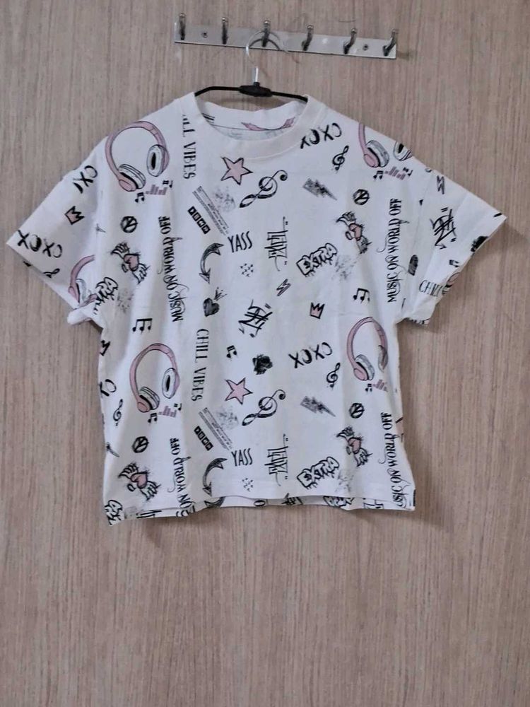 Y&amp;F Kids by Westside Graphic Printed White T-Shirt