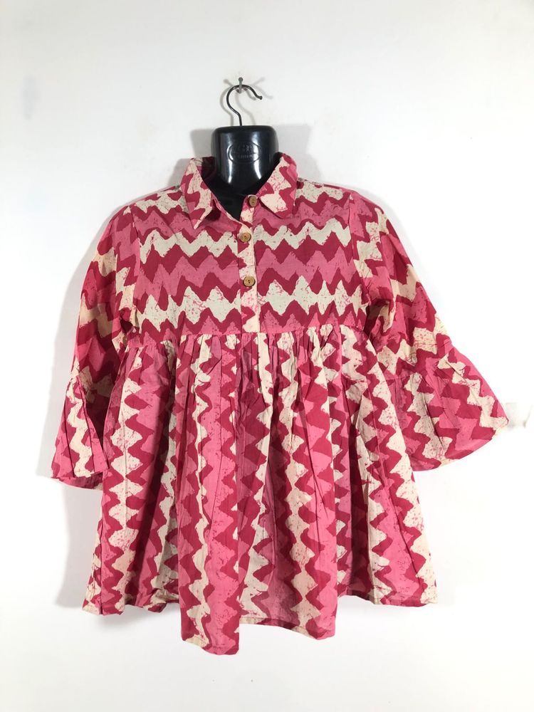 Pink Printed Casual Top(Women’s)