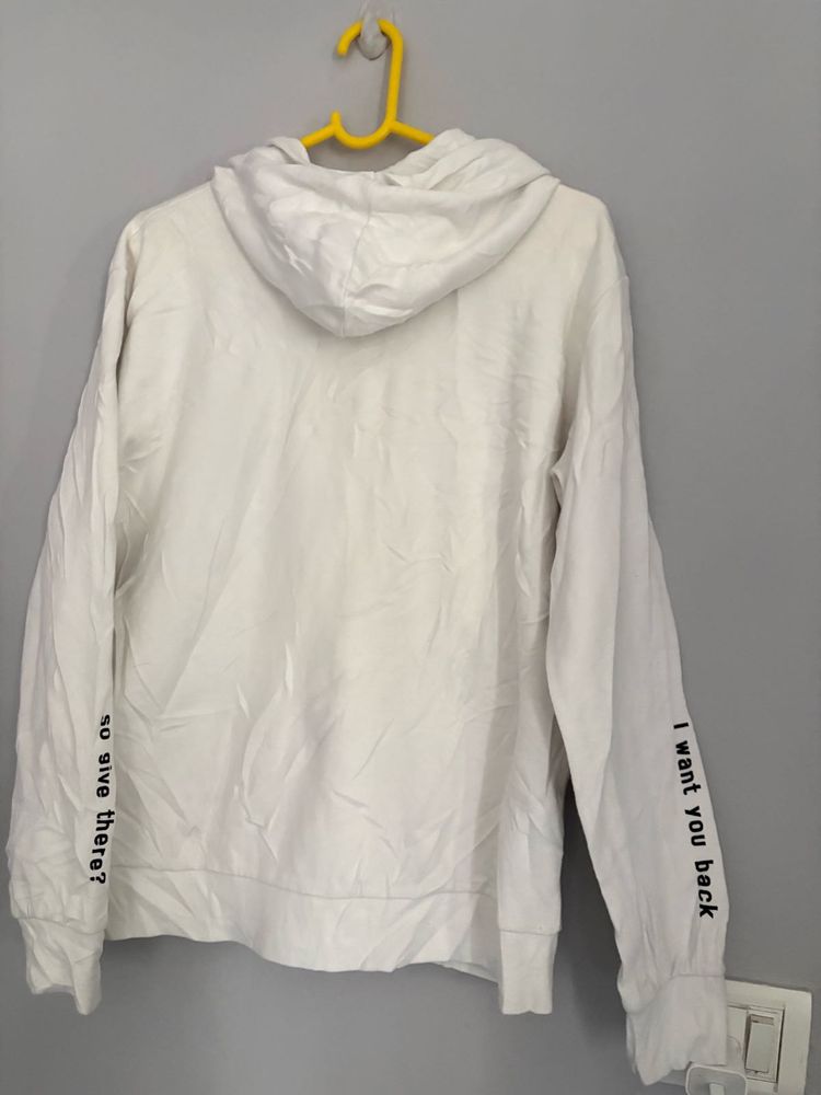 White Hoodie with Sleeve Print