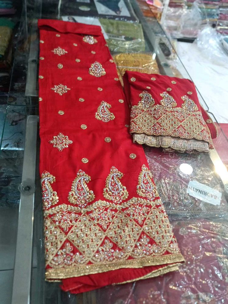 Red Embroidered Salwar Kameez Suit (Minor Issue)