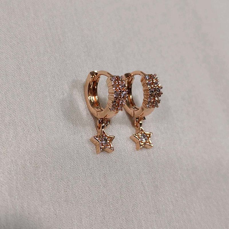 Rose Gold Star Drop Earrings