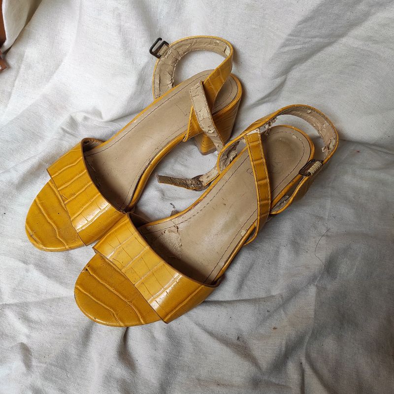 Mustard Yellow Block Heels