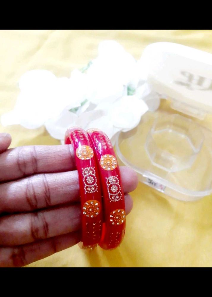 Red &amp; Gold Bangles (Set of 2)