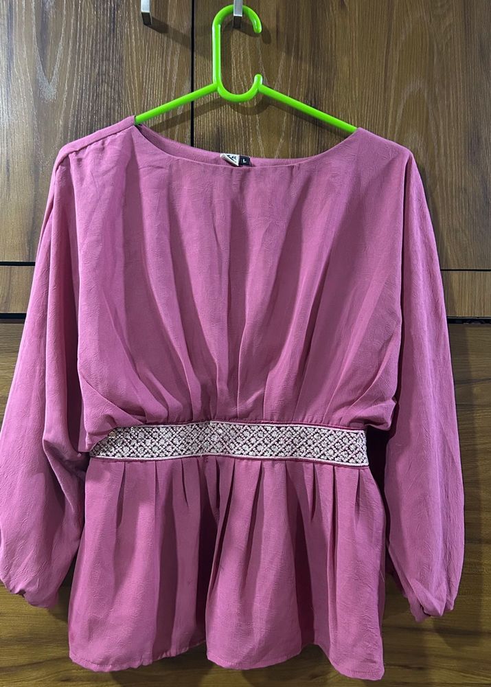 Mauve Cinched Waist Top