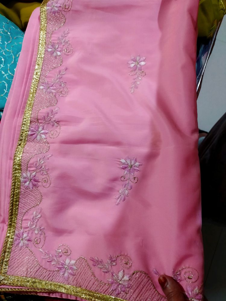 Pink Embroidered Saree
