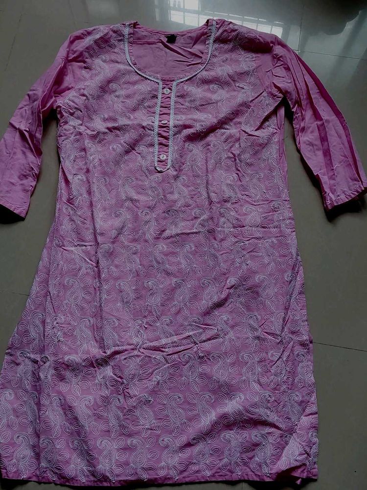 Pink Embroidered Kurti