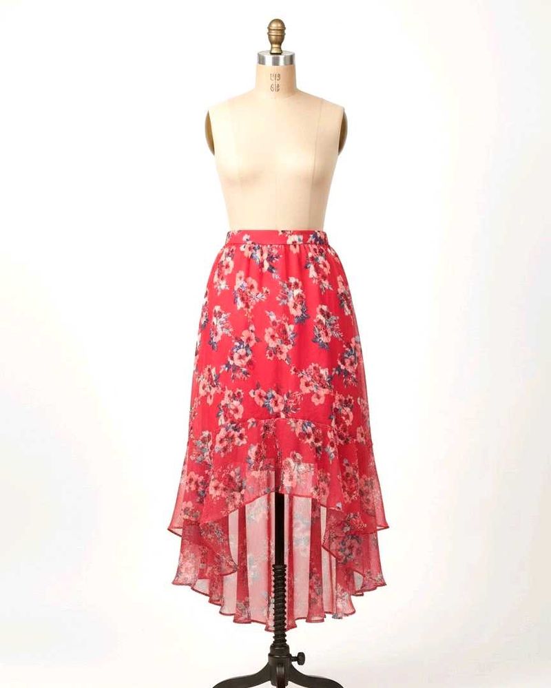Floral Print Hi-Lo Skirt