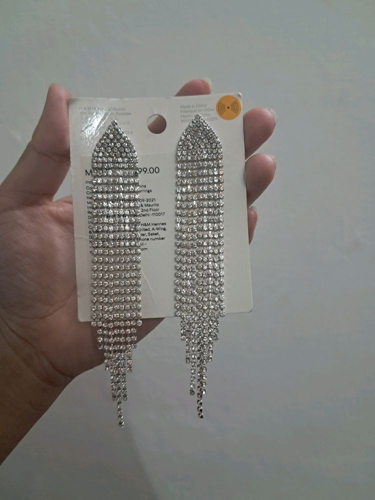 H&amp;M Rhinestone Crystal Tassel Earring