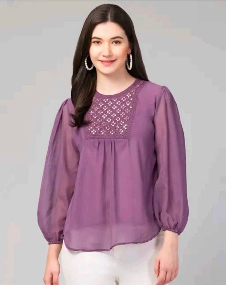 Purple Sheer Sleeve Top