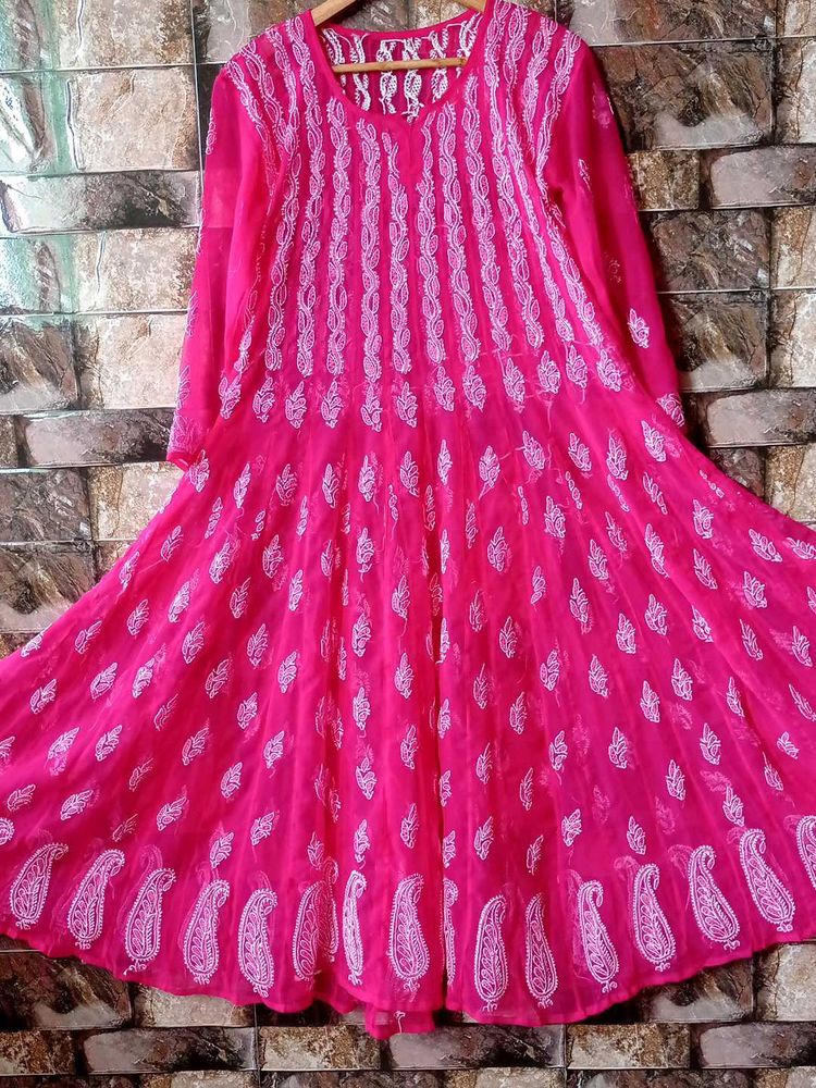 56 Kali Original Chikankari Flayer Kurti With Inne