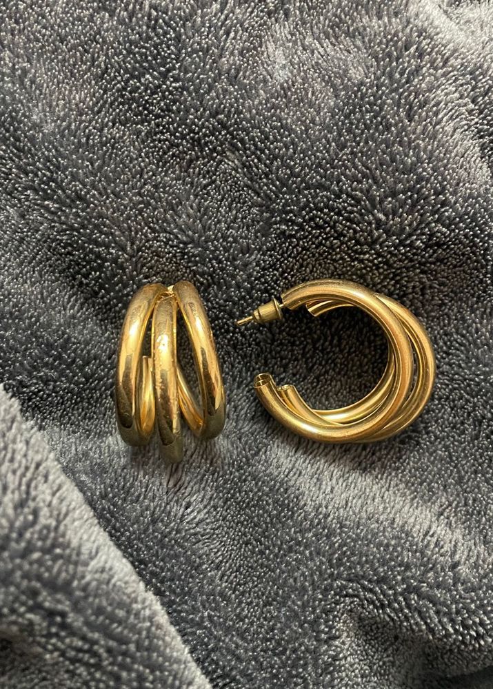 Gold Triple Hoop Earrings