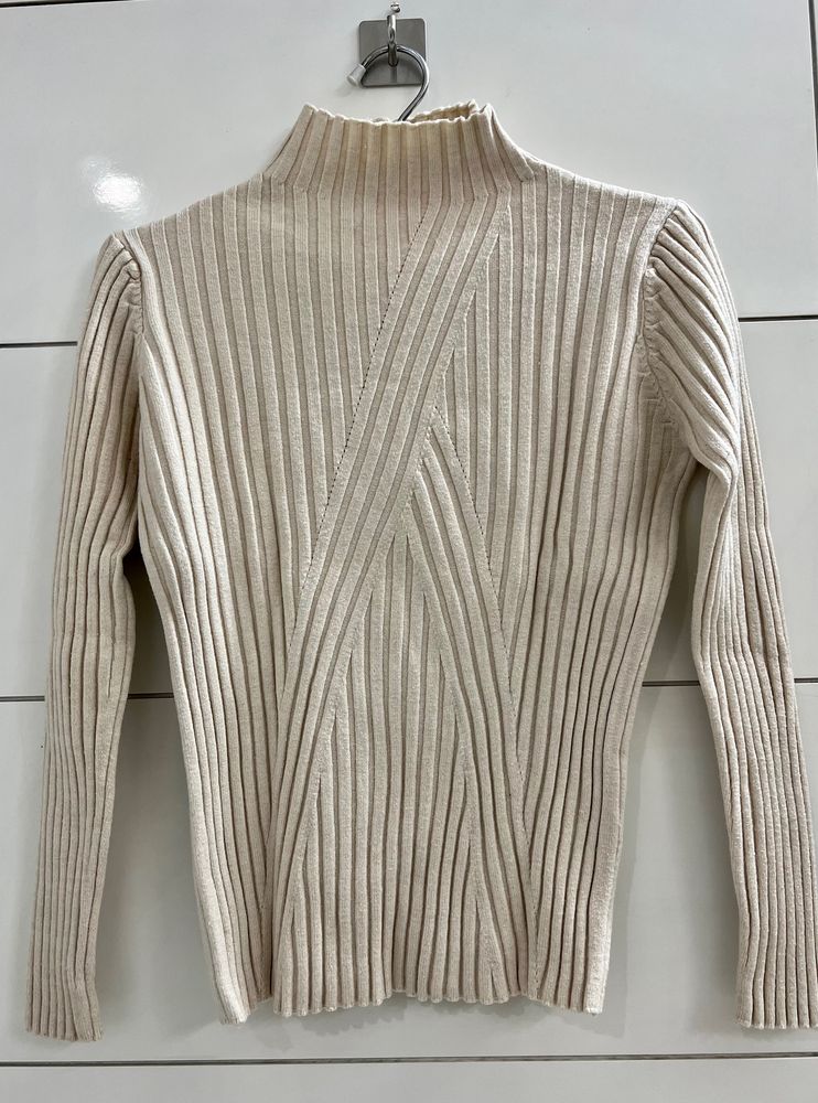 Beige Ribbed Sweater / Pullover