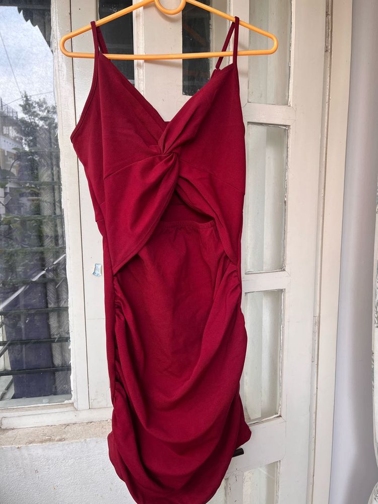 Maroon Bodycon Mini Dress