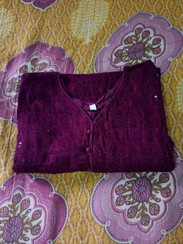 Beautiful Purple Embroidered Kurti