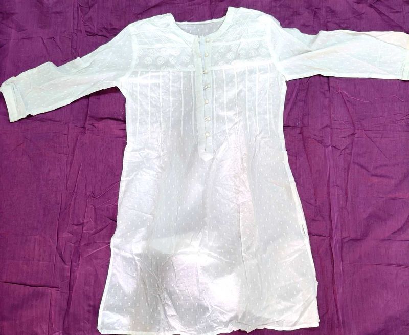White Cotton short Kurta brand new