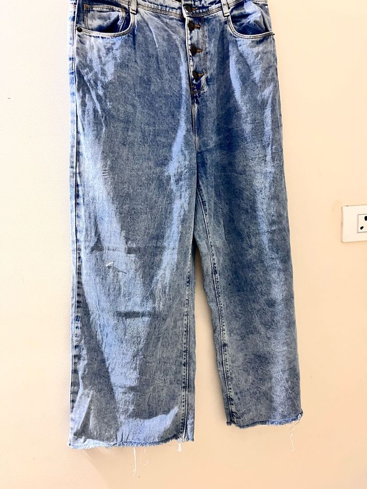 Acid Wash Wide Leg Jeans