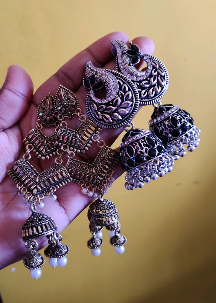 Beautiful Golden And Silver Earrings 😍😍