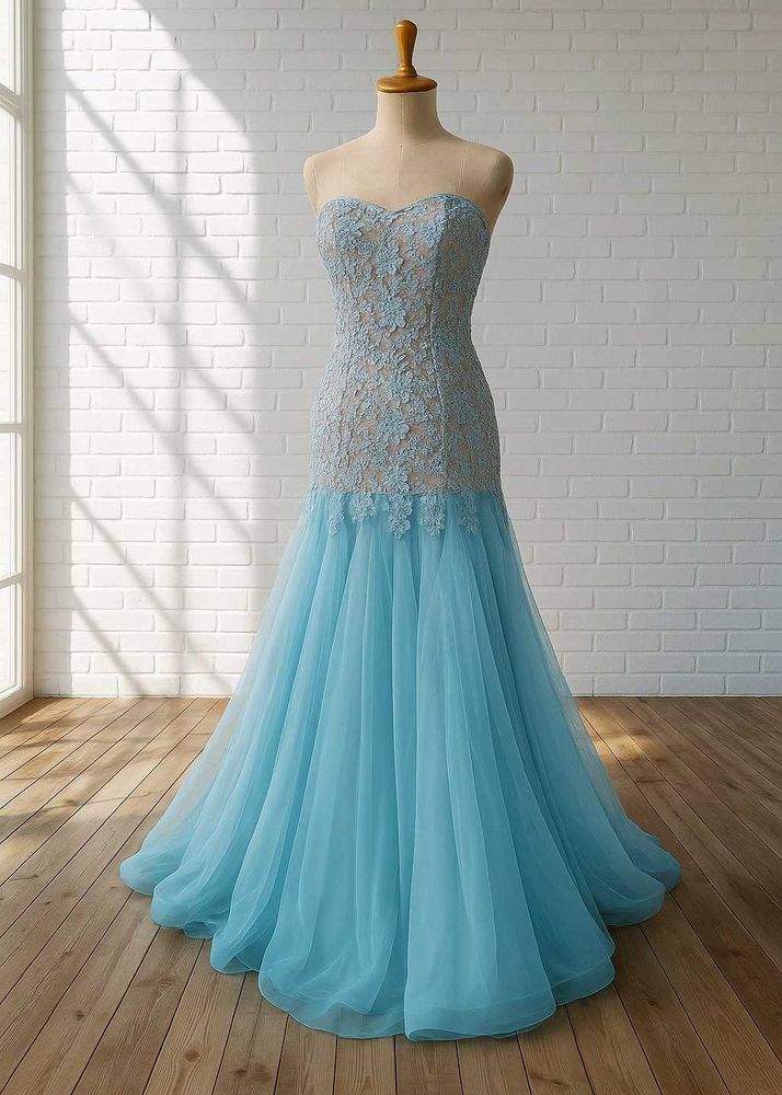 Blue Lace Mermaid Gown