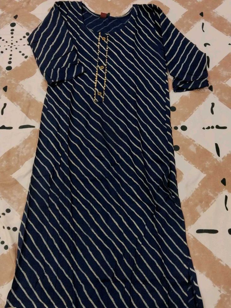 Striped Navy Blue Kurta