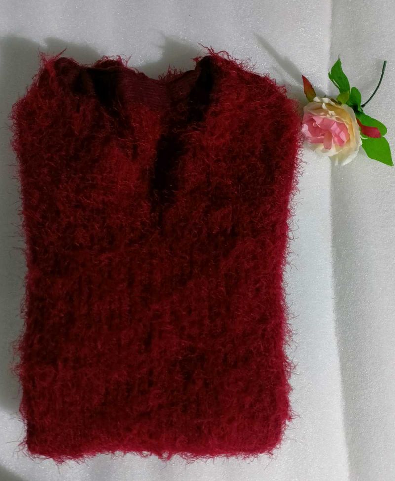 Korean Furr Long Sweater With Free Gift 🎁
