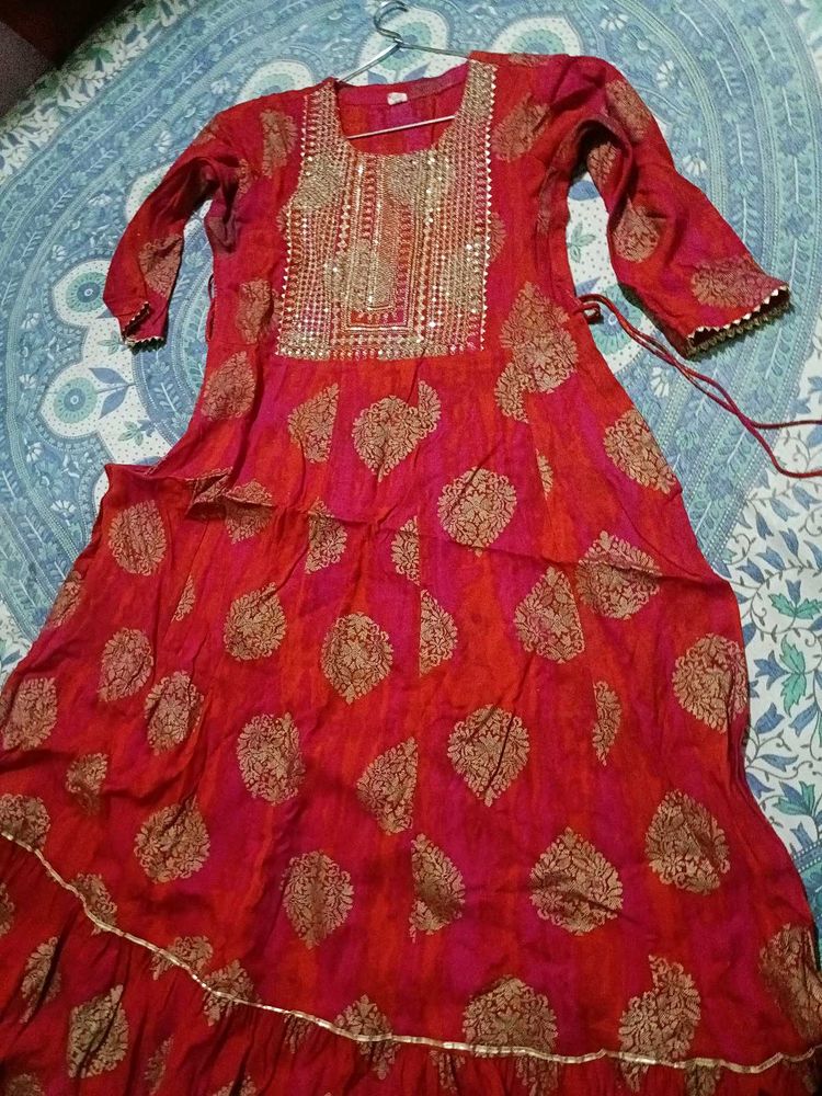 Red Printed Kurta