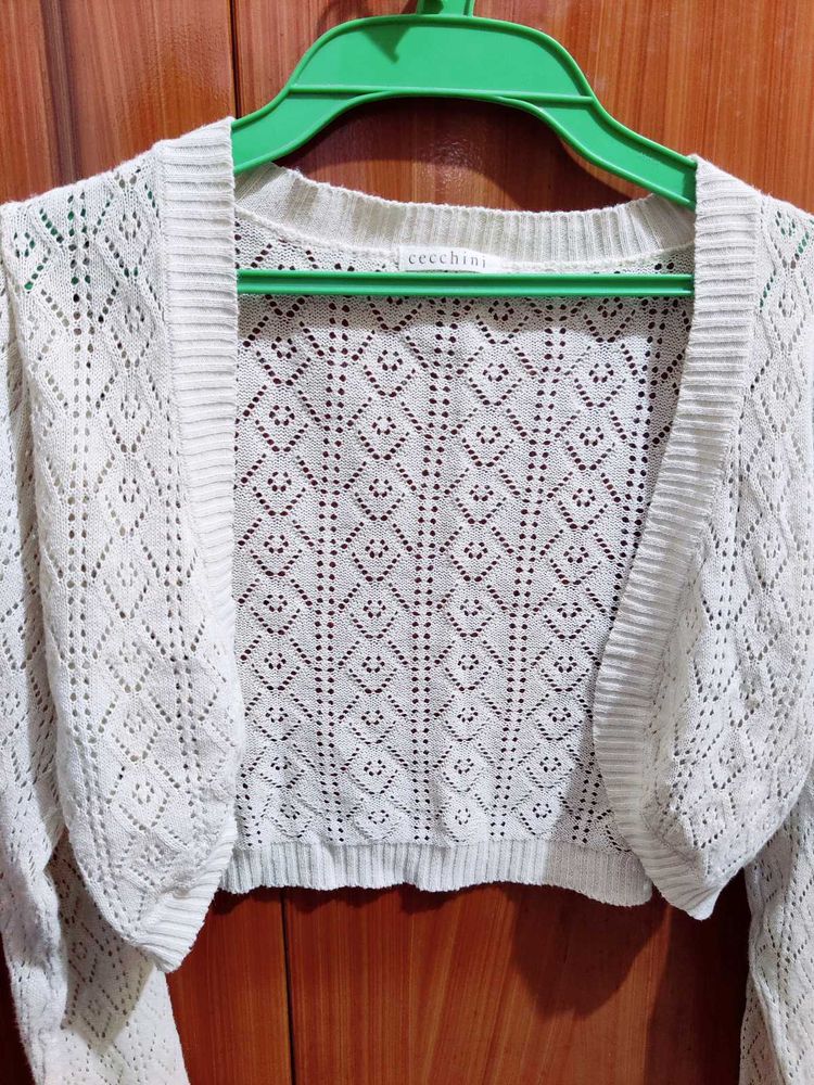 Self Design Cotton Crop Shrug