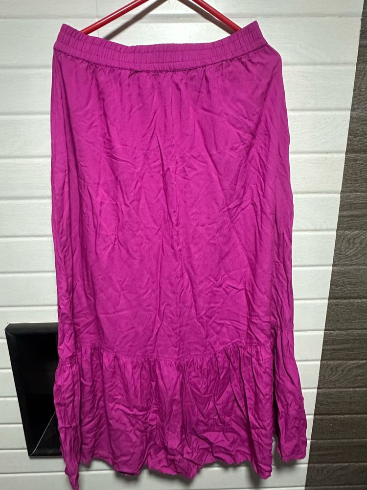 Magenta Pink Midi Skirt