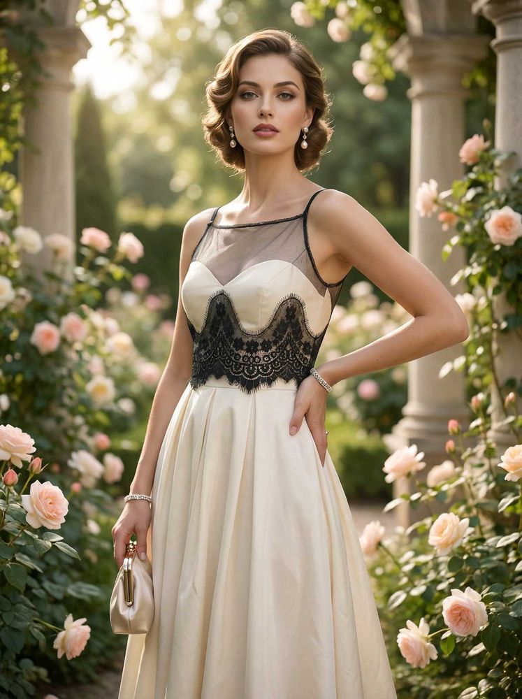 Elegant Gown with Lace Detail