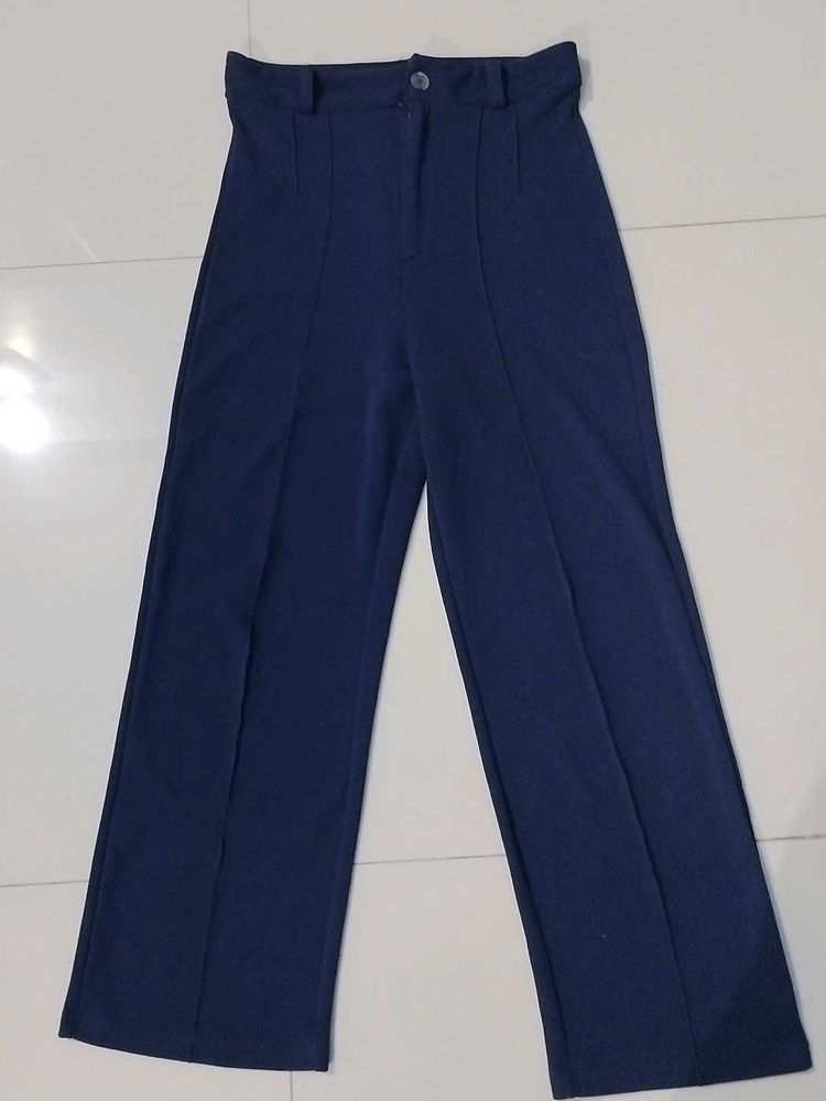 Kotty Straight Fit Blue Formal Trousers