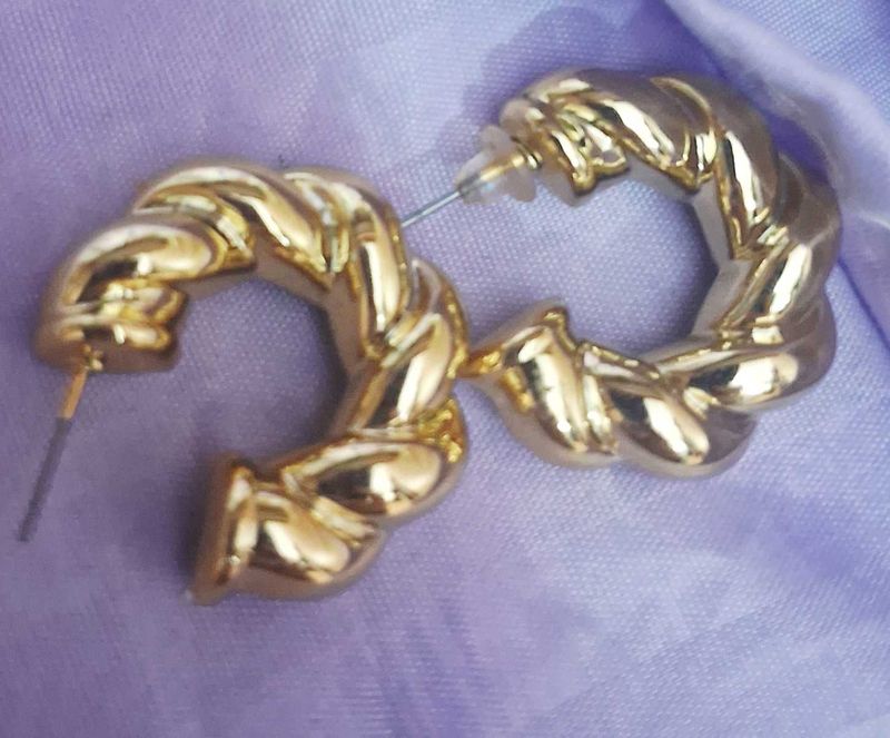 Gold Twisted Hoop Earrings