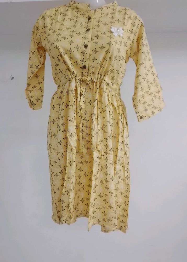Vintage-Style Yellow Print Frock