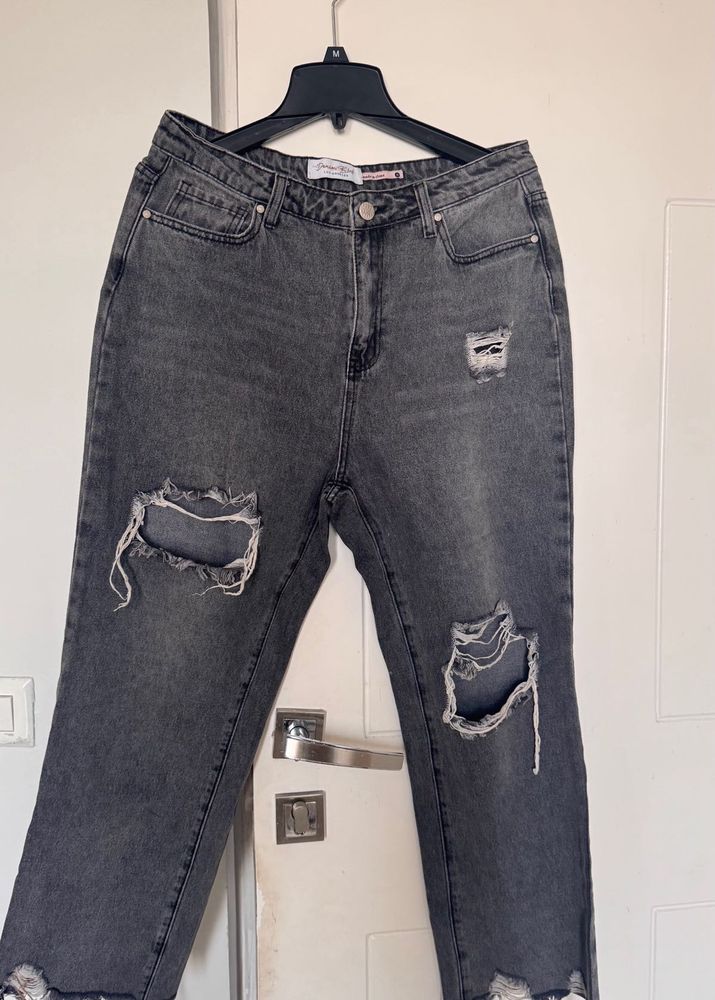 Distressed Gray Jeans